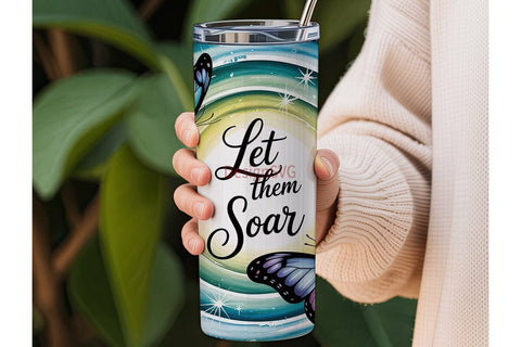Let Them Butterflies 20oz Tumbler Wrap Sublimation DesignSVG 
