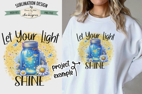 Let Your Light Shine Blue Jar with Dragonfly - Sublimation Design Sublimation Ewe-N-Me Designs 