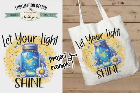 Let Your Light Shine Blue Jar with Dragonfly - Sublimation Design Sublimation Ewe-N-Me Designs 