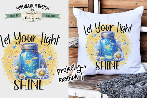 Let Your Light Shine Blue Jar with Dragonfly - Sublimation Design Sublimation Ewe-N-Me Designs 