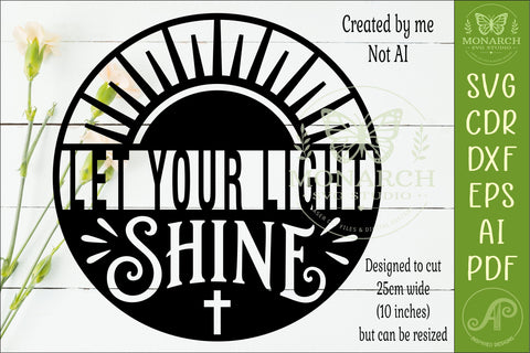 Let Your Light Shine SVG, Christian Wall Sign, Laser Cut SVG APInspireddesigns 