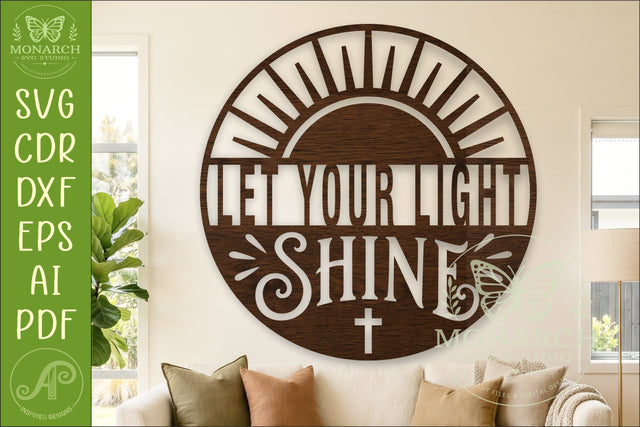 Let Your Light Shine SVG, Christian Wall Sign, Laser Cut SVG APInspireddesigns 