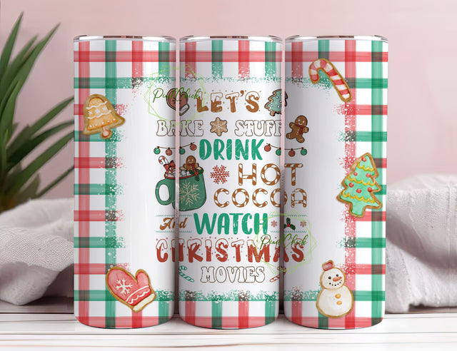 Let's Bake Stuff Christmas 20oz Skinny Tumbler Wrap Design, PNG, Digital Download Sublimation PixelChick 