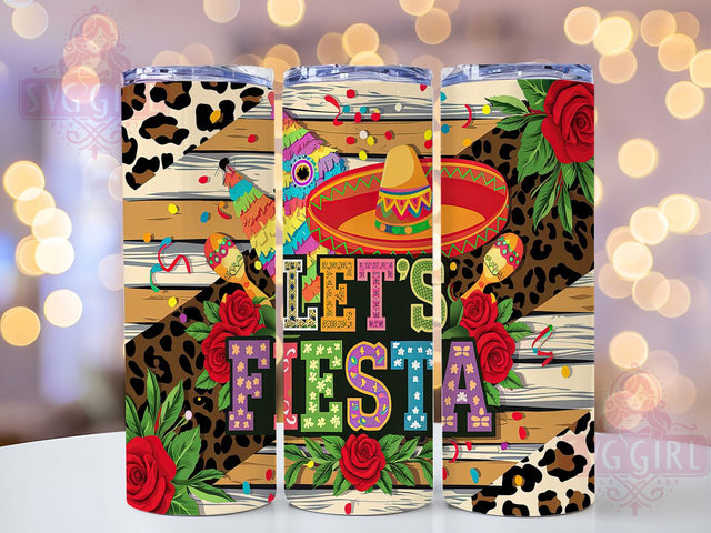 Let's Fiesta Cinco de Mayo Tumbler Wrap, Mexico Tumbler Design, 20oz Skinny Tumbler, Sublimation Design, Mexican Party Tumbler, Cinco de Mayo Tumbler, Fiesta Tumbler Wrap Sublimation SvggirlplusArt 