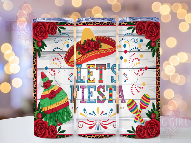 Let's Fiesta Cinco de Mayo Tumbler Wrap, Mexico Tumbler Design, 20oz Skinny Tumbler, Sublimation Design, Mexican Party Tumbler, Cinco de Mayo Tumbler, Fiesta Tumbler Wrap Sublimation SvggirlplusArt 