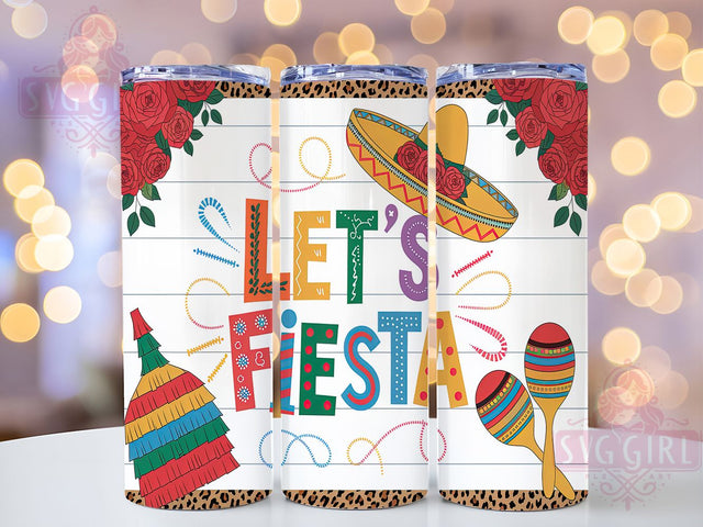 Let's Fiesta Cinco de Mayo Tumbler Wrap, Mexico Tumbler Design, 20oz Skinny Tumbler, Sublimation Design, Mexican Party Tumbler, Cinco de Mayo Tumbler, Fiesta Tumbler Wrap Sublimation SvggirlplusArt 