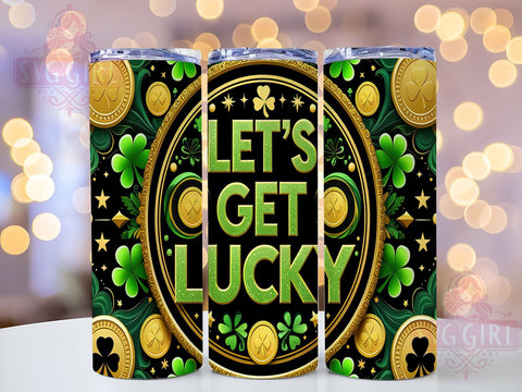 Let's Get Lucky St. Patrick's 20oz Tumbler, St. Patrick's Day Cup, 20oz Sublimation, Shamrock Drinkware, Irish Luck Tumbler, Green Beer Mug, Unique St. Paddy's Gift Sublimation SvggirlplusArt 