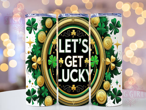 Let's Get Lucky St. Patrick's 20oz Tumbler, St. Patrick's Day Cup, 20oz Sublimation, Shamrock Drinkware, Irish Luck Tumbler, Green Beer Mug, Unique St. Paddy's Gift Sublimation SvggirlplusArt 