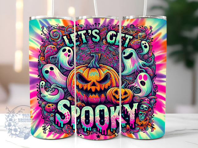 Let's Get Spooky 20oz Skinny Tumbler, Spooky Vibes Tumbler Png, Straight & Tapered Tumbler Wrap, Instant Digital Download Sublimation ToriDesigns 