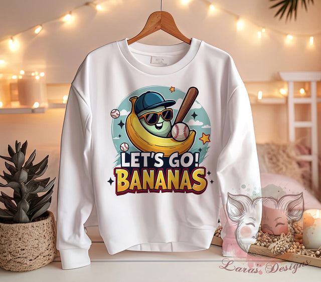 Let's Go Bananas, Banana PNG, Fun Fruit Design, Tropical Sublimation, Cute Bananas, Funny Quote, Summer Art, Digital Download Sublimation Lara' s Designs 