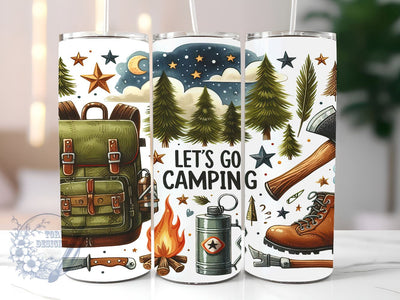 Lets Go Camping 20oz Skinny Tumbler, Retro Camping Tumbler Png, Straight & Tapered Tumbler Wrap, Instant Digital Download Sublimation ToriDesigns 