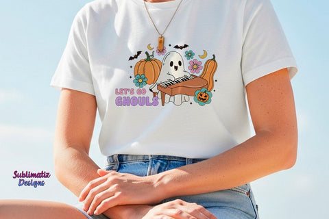 Let's Go Ghouls Piano Ghost PNG Sublimation Sublimatiz Designs 