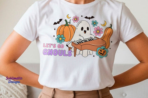 Let's Go Ghouls Piano Ghost PNG Sublimation Sublimatiz Designs 
