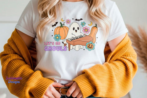 Let's Go Ghouls Piano Ghost PNG Sublimation Sublimatiz Designs 