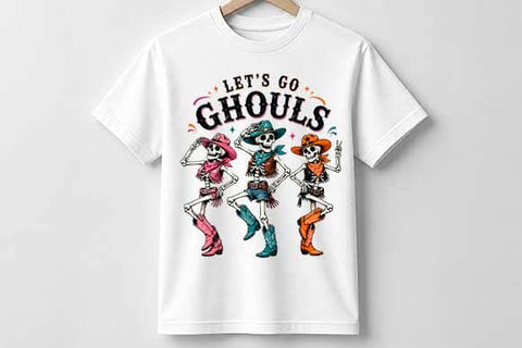 Let's Go Ghouls Skeleton Cowgirl PNG | Halloween Western Sublimation PNG SVG BillahCrafts 