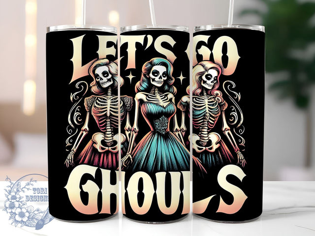 Let's Go Ghouls Spooky Vibes 20oz Skinny Tumbler, Retro Halloween Tumbler Png, Straight & Tapered Tumbler Wrap, Instant Digital Download Sublimation ToriDesigns 