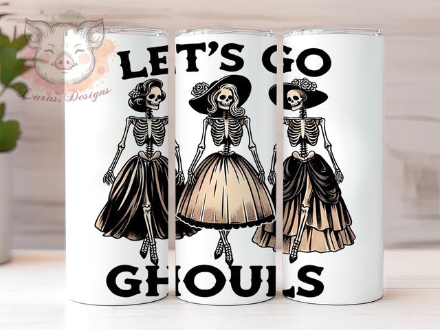 Let's Go Ghouls Spooky Vibes 20oz Tumbler Png, Straight & Tapered Tumbler Png, Retro Halloween Tumbler Png, Digital Download PNG Sublimation Lara' s Designs 