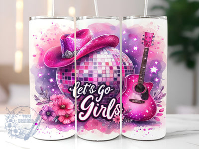 Let's Go Girl Pink Cowgirl 20oz Skinny Tumbler, Pink Cowgirl Tumbler Png, Straight & Tapered Tumbler Wrap, Instant Digital Download Sublimation ToriDesigns 