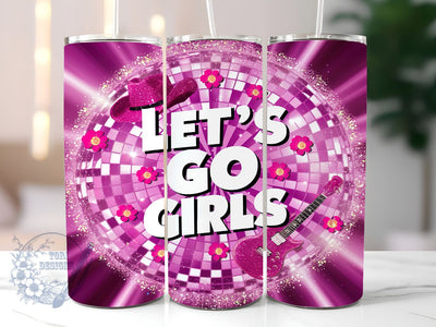 Let's Go Girl Pink Cowgirl 20oz Skinny Tumbler, Pink Cowgirl Tumbler Png, Straight & Tapered Tumbler Wrap, Instant Digital Download Sublimation ToriDesigns 