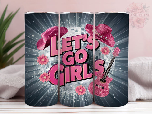 Lets Go Girl Pink Cowgirl 20oz Tumbler Wrap PNG, Pink Cowgirl Tumbler Png, Straight & Tapered Tumbler Wrap, Instant Digital Download Sublimation Li Zamperini 