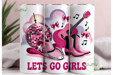Lets Go Girls 20oz Tumbler Wrap Sublimation PixelChick 