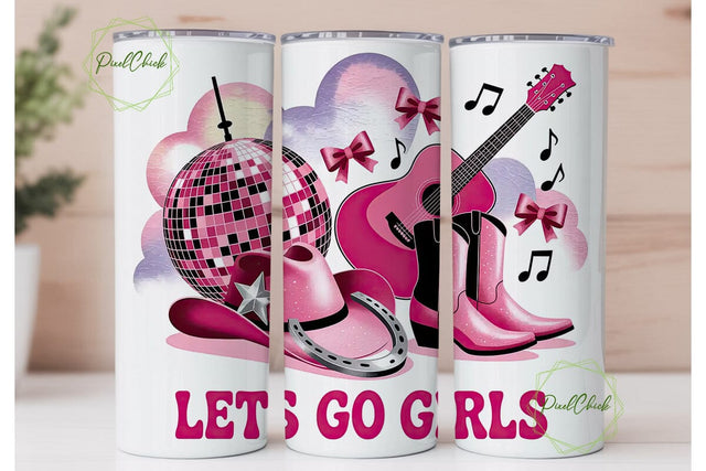 Lets Go Girls 20oz Tumbler Wrap Sublimation PixelChick 