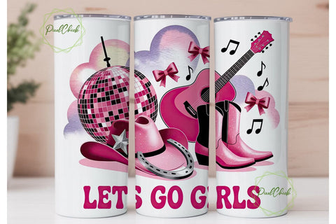 Lets Go Girls 20oz Tumbler Wrap Sublimation PixelChick 
