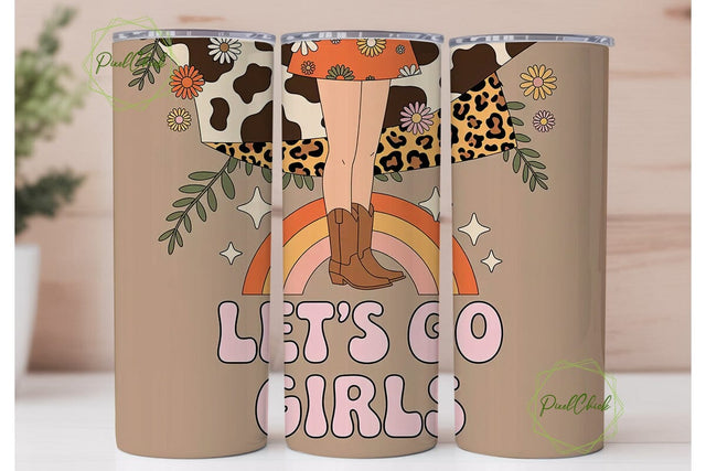 Let's Go Girls 20oz Tumbler Wrap Sublimation PixelChick 