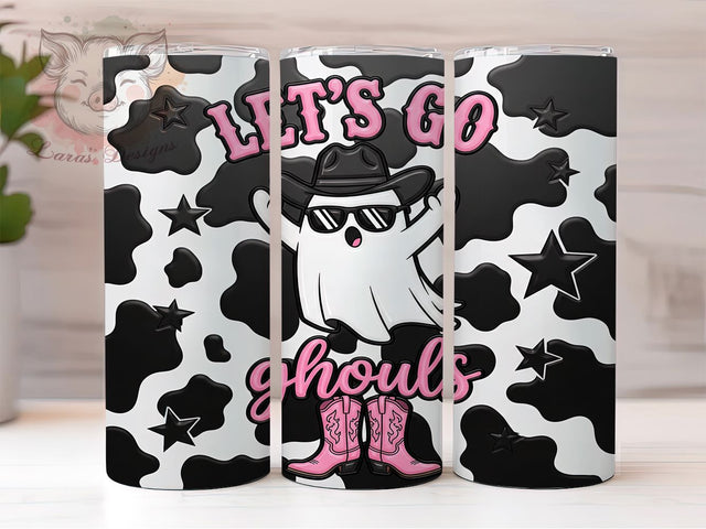 Let's Go Girls 3D Cowgirl Ghost Tumbler, 3D Ghost Wrap, Halloween Girl Power, Spooky Western Tumbler, 20oz Sublimation Design, Cowgirl Ghost Drinkware, Sassy Halloween Wrap Sublimation Lara' s Designs 