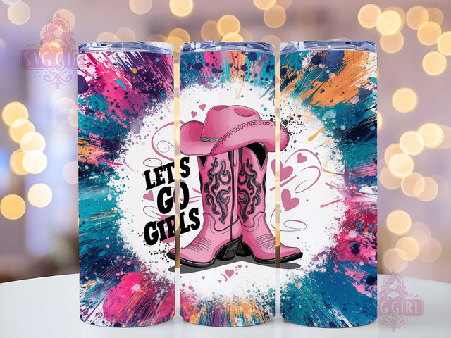 Let's Go Girls Cowgirl Hat Boots 20oz Tumbler Wrap Sublimation Design, Straight Tapered Tumbler Wrap, Cowgirl Tumbler Png, Instant Digital Download Sublimation SvggirlplusArt 