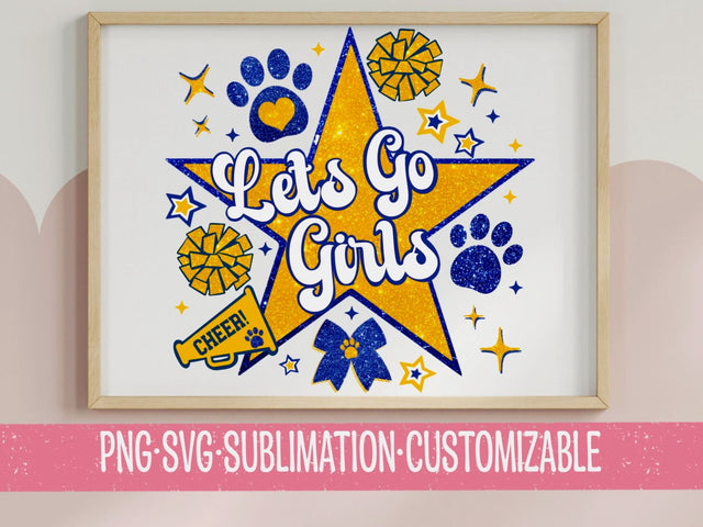 Let's Go Girls - Cute Cheerleading Inspired SVG PNG | Digital Download | Girly Gift | Cheer Mom Clipart | Sports Team Graphics | Paw Print SVG YaySportsandSuch 