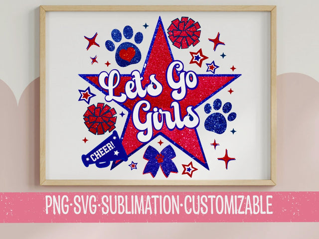 Let's Go Girls - Cute Cheerleading Inspired SVG PNG | Digital Download | Girly Gift | Cheer Mom Clipart | Sports Team Graphics | Paw Print SVG YaySportsandSuch 
