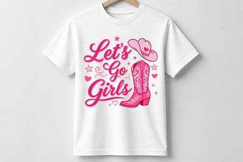 Lets Go Girls PNG | Pink Cowgirl Boots Western PNG SVG BillahCrafts 