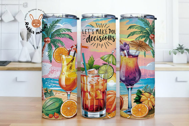 Let's Make Pour Decisions Tumbler Wrap Sublimation PNG 20 Oz Straight Skinny Tumbler Day Drinking Season PNG Sublimation Rabbitmakies 