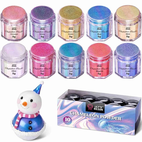Let's Resin Chameleon Mica Powder - 10 Jar Set Physical DIY Craft Warehouse 