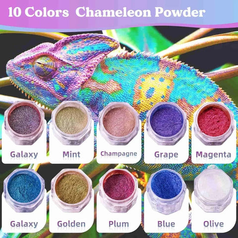 Let's Resin Chameleon Mica Powder - 10 Jar Set Physical DIY Craft Warehouse 