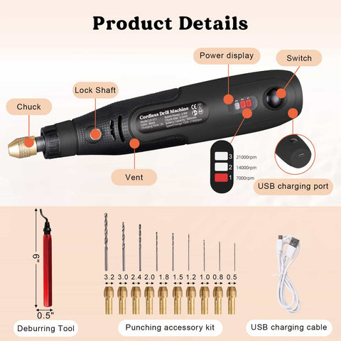 Let's Resin Drill with Deburring Tool - Mini Cordless Physical DIY Craft Warehouse 