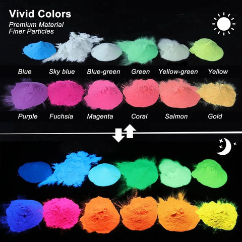 Let's Resin Glow In Dark Pigment Powder - 12 Jar Set Physical DIY Craft Warehouse 