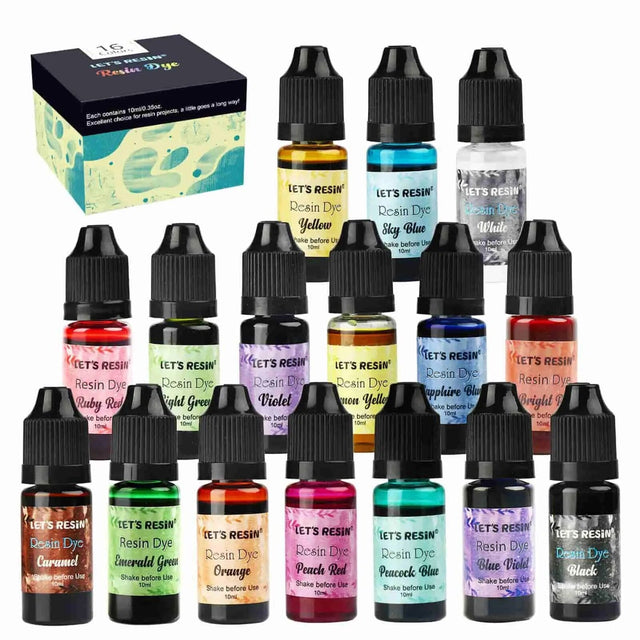 Let's Resin Liquid Resin Pigment Color Set (16 Translucent - 0.35 oz Bottle Set) Physical DIY Craft Warehouse 