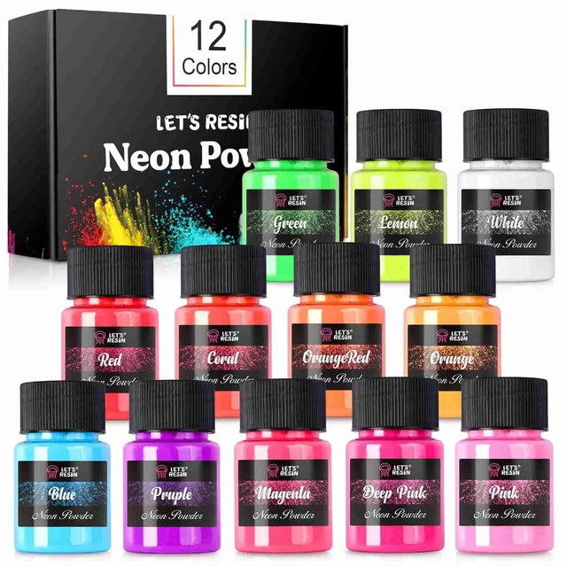 Let's Resin Neon Pigment Powder - 12 Jar Set Physical DIY Craft Warehouse 