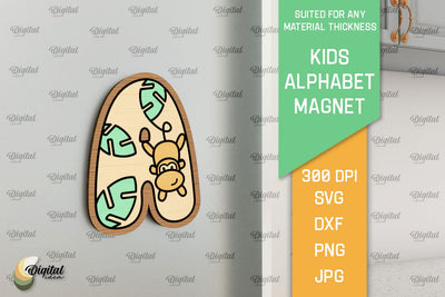 Letter A. Kids Alphabet Magnet Laser Cut. 3D Letter SVG SVG Evgenyia Guschina 