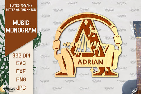 Letter A SVG. Music Monogram Laser Cut. Music Decor SVG SVG Evgenyia Guschina 