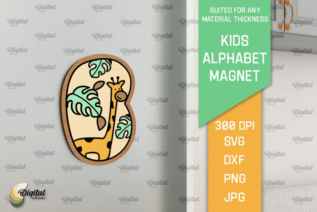 Letter B Kids Alphabet Magnet Laser Cut. 3D Letter SVG SVG Evgenyia Guschina 