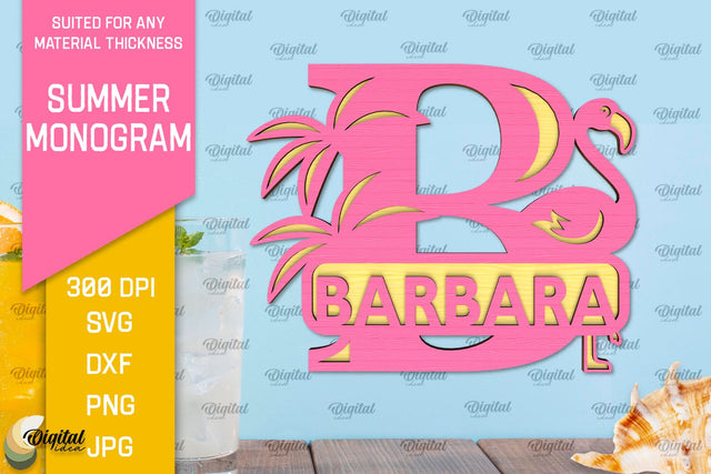 Letter B Summer Monogram Laser Cut. Summer Decor SVG SVG Evgenyia Guschina 