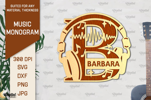 Letter B SVG. Music Monogram Laser Cut. Music Decor SVG SVG Evgenyia Guschina 