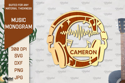 Letter C SVG. Music Monogram Laser Cut. Music Decor SVG SVG Evgenyia Guschina 