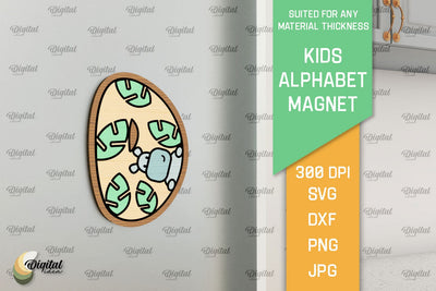 Letter D. Kids Alphabet Magnet Laser Cut. 3D Letter SVG SVG Evgenyia Guschina 
