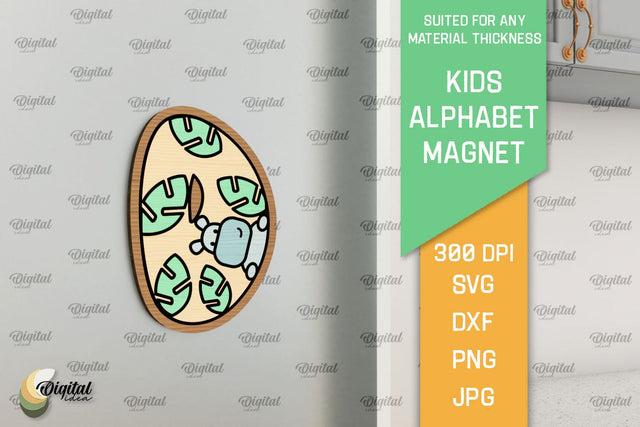 Letter D. Kids Alphabet Magnet Laser Cut. 3D Letter SVG SVG Evgenyia Guschina 