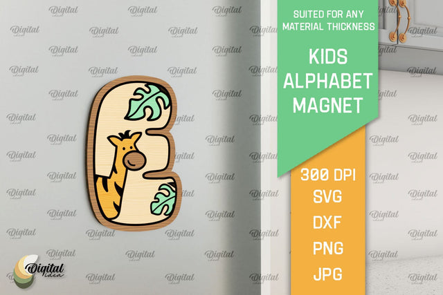 Letter E. Kids Alphabet Magnet Laser Cut. 3D Letter SVG SVG Evgenyia Guschina 