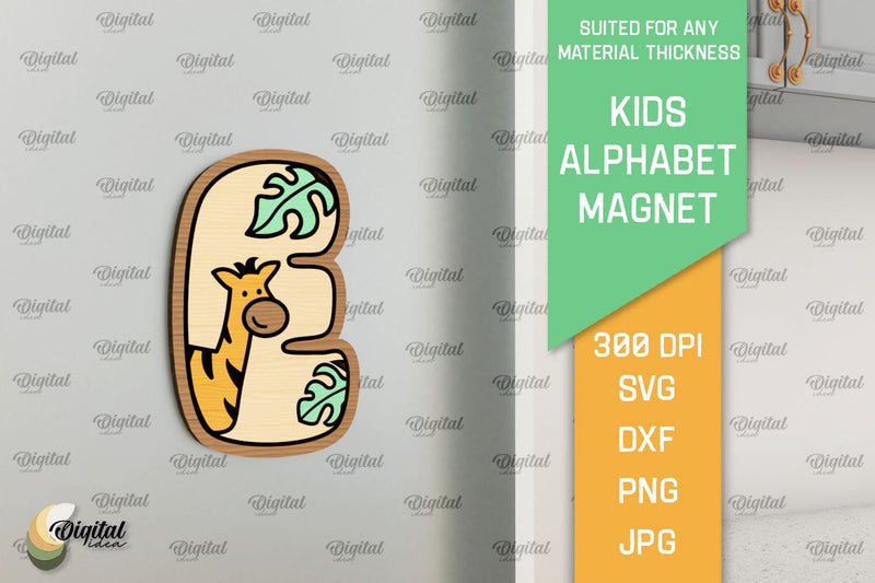 Letter E. Kids Alphabet Magnet Laser Cut. 3D Letter SVG SVG Evgenyia Guschina 